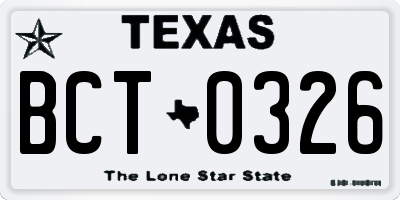 TX license plate BCT0326