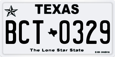 TX license plate BCT0329