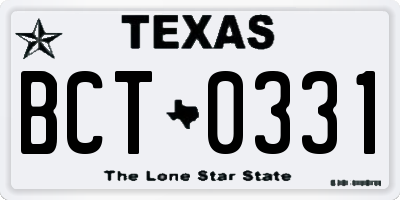 TX license plate BCT0331
