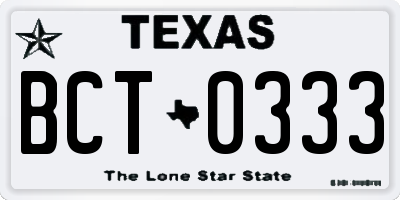 TX license plate BCT0333