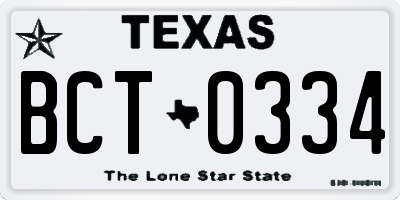 TX license plate BCT0334
