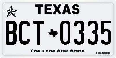 TX license plate BCT0335
