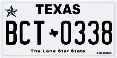 TX license plate BCT0338