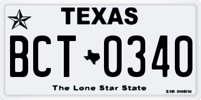 TX license plate BCT0340