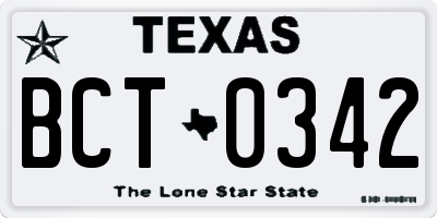 TX license plate BCT0342