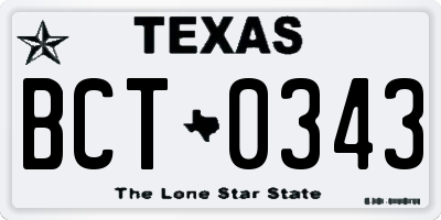 TX license plate BCT0343