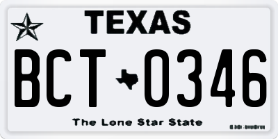 TX license plate BCT0346