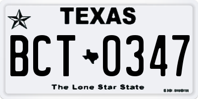 TX license plate BCT0347