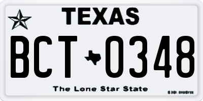 TX license plate BCT0348