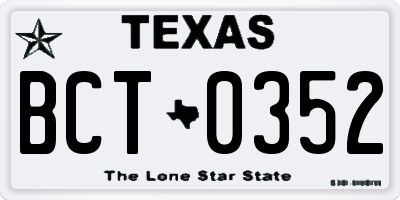 TX license plate BCT0352