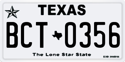 TX license plate BCT0356
