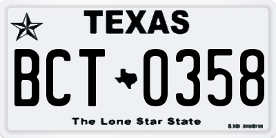TX license plate BCT0358