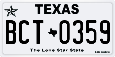 TX license plate BCT0359