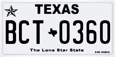 TX license plate BCT0360