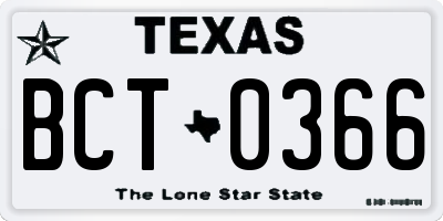 TX license plate BCT0366