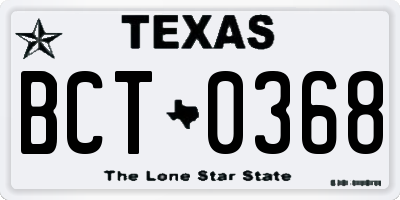 TX license plate BCT0368