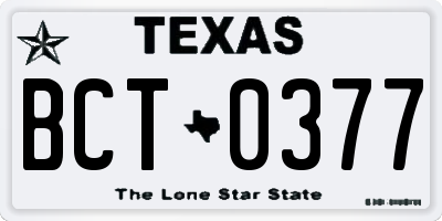 TX license plate BCT0377