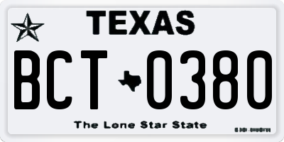 TX license plate BCT0380