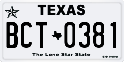 TX license plate BCT0381