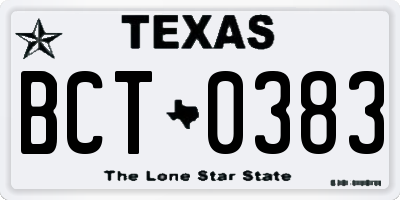 TX license plate BCT0383