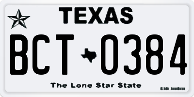 TX license plate BCT0384