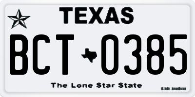 TX license plate BCT0385