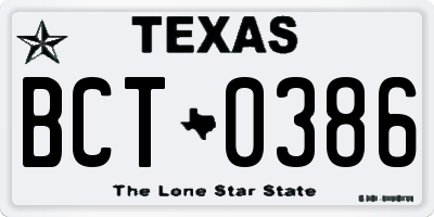 TX license plate BCT0386