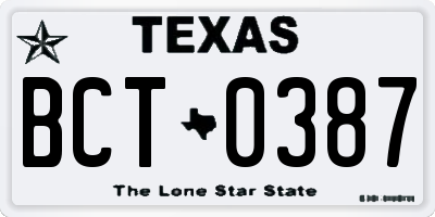 TX license plate BCT0387