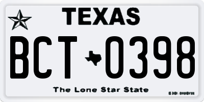 TX license plate BCT0398