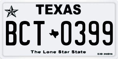 TX license plate BCT0399