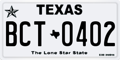 TX license plate BCT0402