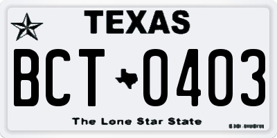 TX license plate BCT0403