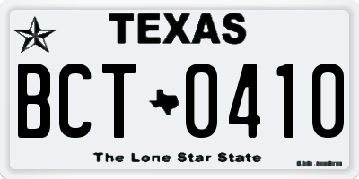 TX license plate BCT0410