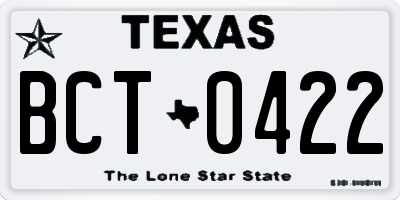 TX license plate BCT0422