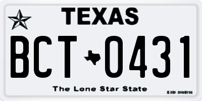TX license plate BCT0431