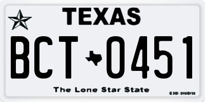 TX license plate BCT0451