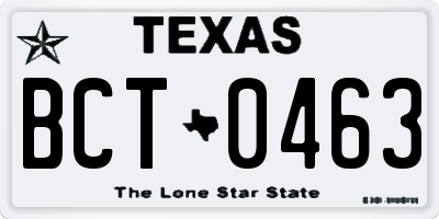 TX license plate BCT0463