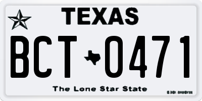 TX license plate BCT0471