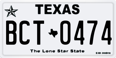 TX license plate BCT0474