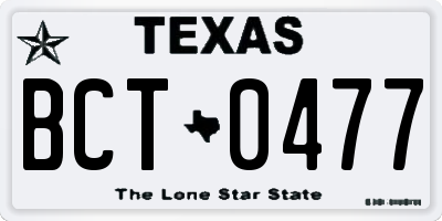 TX license plate BCT0477