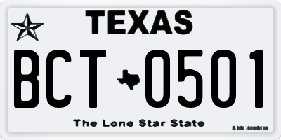 TX license plate BCT0501