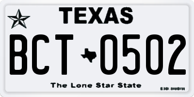 TX license plate BCT0502