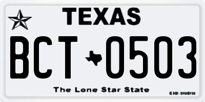 TX license plate BCT0503