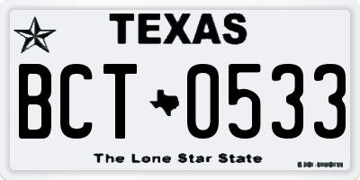 TX license plate BCT0533