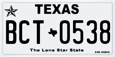 TX license plate BCT0538