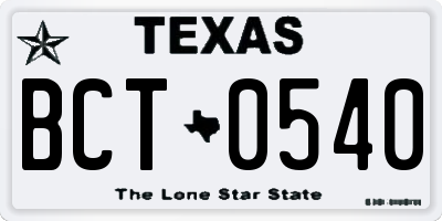 TX license plate BCT0540