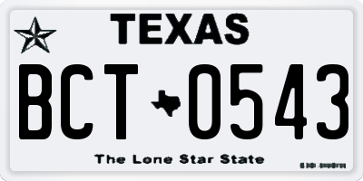 TX license plate BCT0543