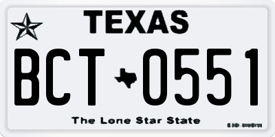 TX license plate BCT0551
