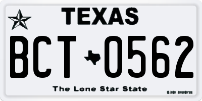 TX license plate BCT0562