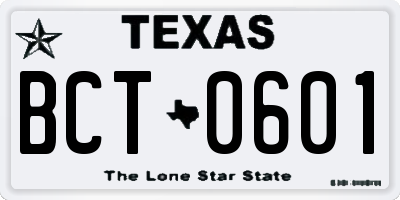 TX license plate BCT0601